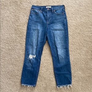 Madewell Perfect Vintage Medium Wash Blue Distressed Ankle Jeans